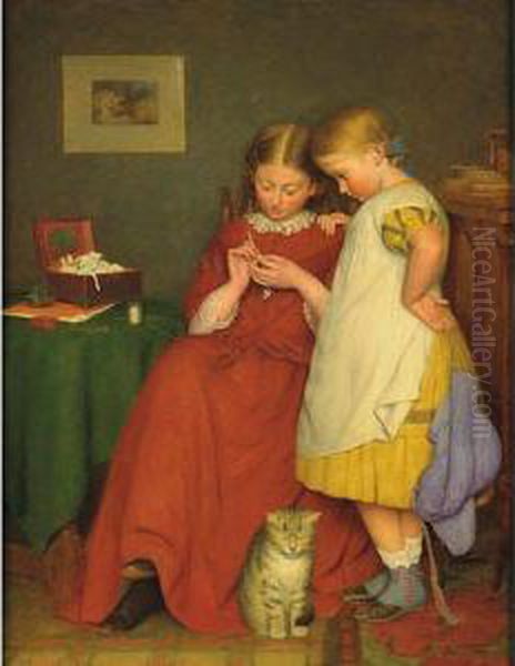 The Crochet Lesson Oil Painting by Edward Thompson Davis