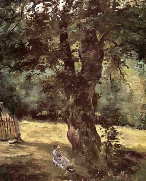 Woman Seated Under A Tree Oil Painting by Gustave Caillebotte