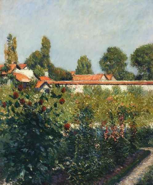 The Garden Of Petit Gennevillers The Pink Roofs Oil Painting by Gustave Caillebotte