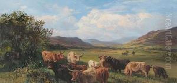 Highland Cattle Oil Painting by Henry William Banks Davis, R.A.