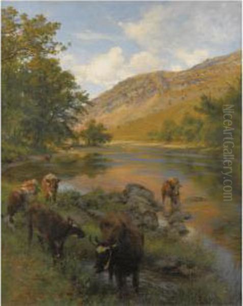 In The River Bed, Upper Wye Oil Painting by Henry William Banks Davis, R.A.