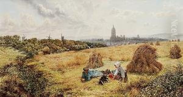 Harvest Scene, Boulogne Oil Painting by Henry William Banks Davis, R.A.