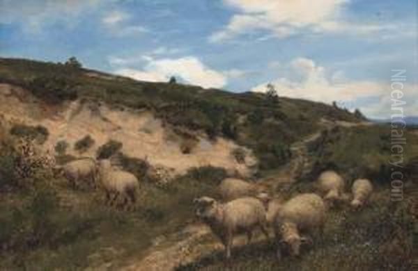 A Moorland Pasture Oil Painting by Henry William Banks Davis, R.A.