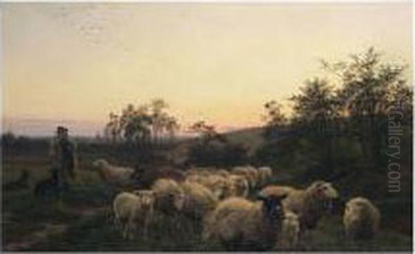 The Shepherd With His Flock by Henry William Banks Davis, R.A.