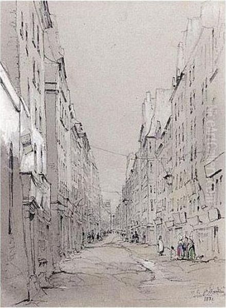 Rue St Martin, Paris Oil Painting by John Scarlett Davis