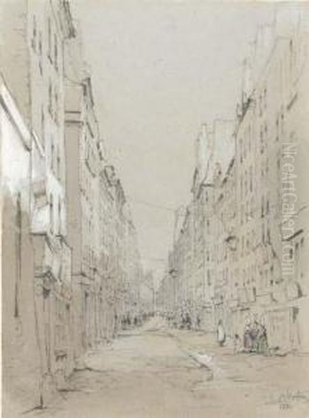 Rue Saint Martin, Paris Oil Painting by John Scarlett Davis