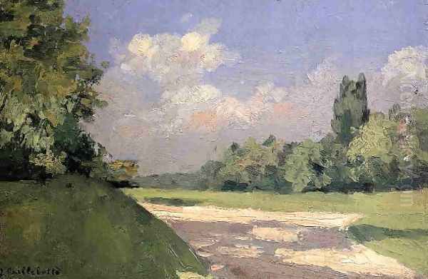 Yerres The Lawn In The Park Seen From A Path Oil Painting by Gustave Caillebotte