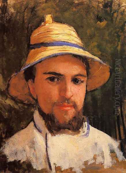 Self Portrait (fragment) Aka Self Portrait Wearing A Summer Hat Oil Painting by Gustave Caillebotte