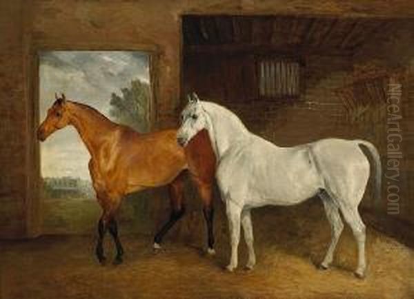 Hunters In A Stall Oil Painting by Richard Barrett Davis