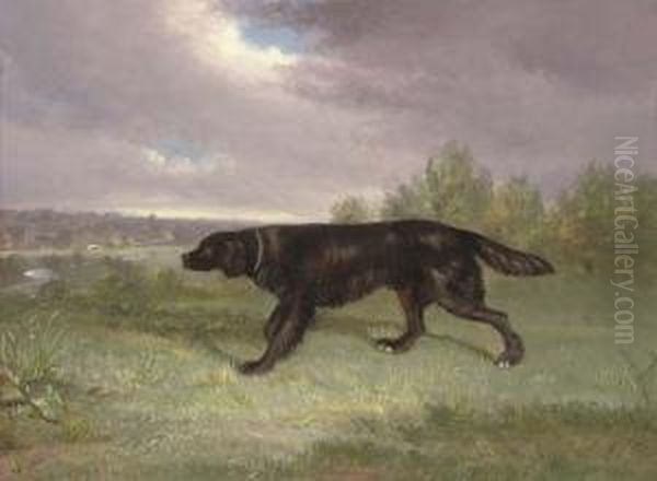 A Hound In A Landscape Oil Painting by Richard Barrett Davis