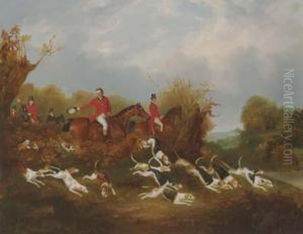 The Old Surrey Hounds Oil Painting by Richard Barrett Davis