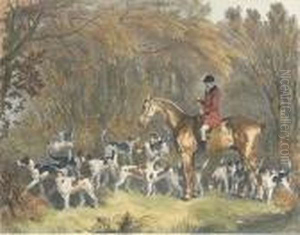 Hunter's Annual: W. Head, The Donnington Hounds Oil Painting by Richard Barrett Davis