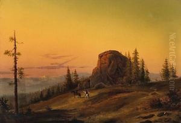 Sunset Over Indian Territory Oil Painting by William Davis