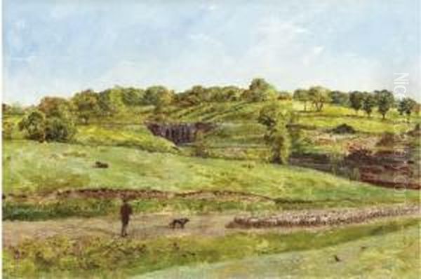 Droving Sheep On Hampstead Heath Oil Painting by William Davis