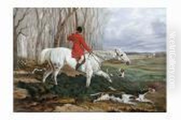 Huntsman With His Horse And Hounds Oil Painting by William Davis