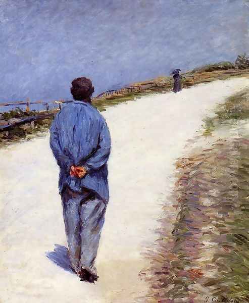 Man in a Smock (or Father Magloire on the Road between Saint-Clair and Etretat) Oil Painting by Gustave Caillebotte