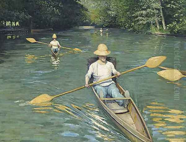 Skiffs Oil Painting by Gustave Caillebotte