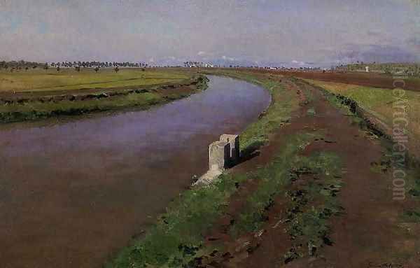 The Banks of a Canal, near Naples Oil Painting by Gustave Caillebotte