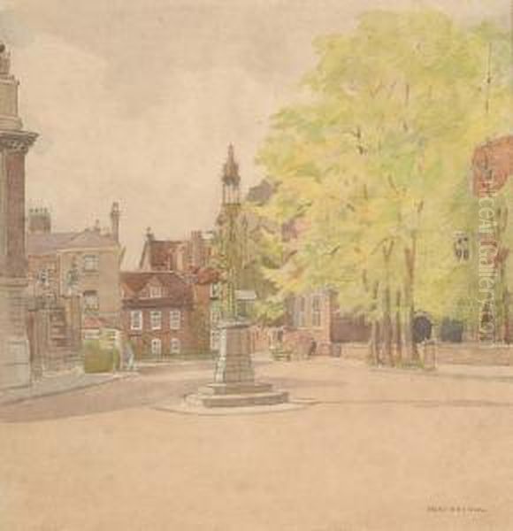 Outside The School Library, Eton College Oil Painting by Nora Davison