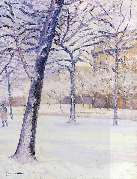 Park in the Snow, Paris Oil Painting by Gustave Caillebotte