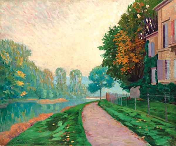 Bord de riviere, effet de brume matinale Oil Painting by Gustave Caillebotte