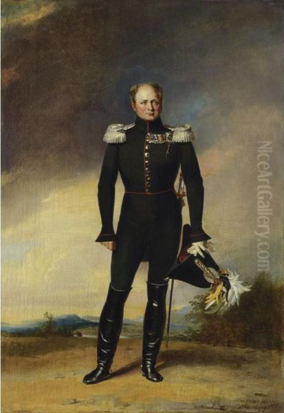 Portrait Of Tsar Alexander I In The Uniform Of The Preobrazhensky Guards Oil Painting by George Dawe