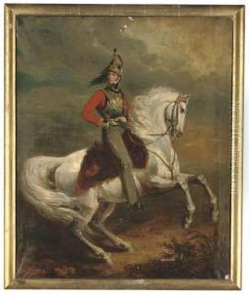 Portrait Of Leopold I, King Of The Belgians, On A Grey Charger Oil Painting by George Dawe