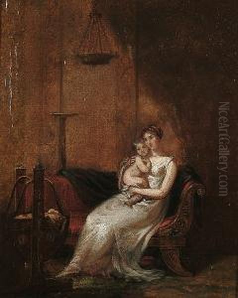 Mother And Child Seated On An Empire Style Chaise Oil Painting by George Dawe