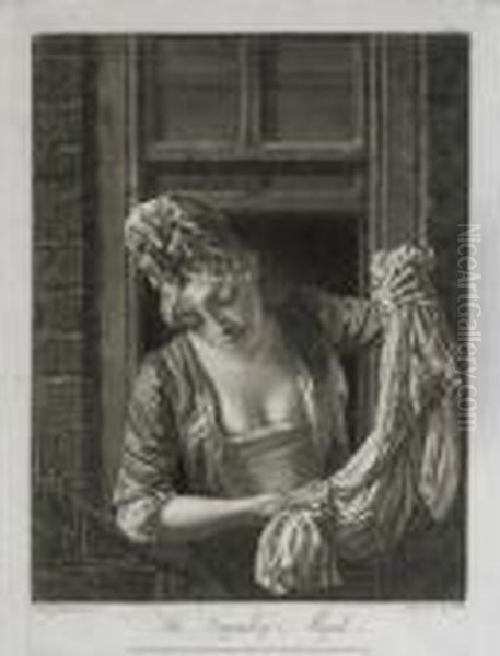 The Laundry Maid; And Lady's Maid Soaping Linnen Oil Painting by Philip Dawe