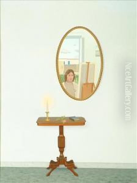 Self Portrait, Mirror Over Table Oil Painting by Philip Dawe