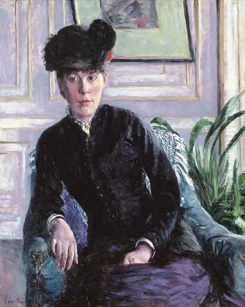 Portrait de jeune femme dans un interieur (Portrait de Mme H) Oil Painting by Gustave Caillebotte