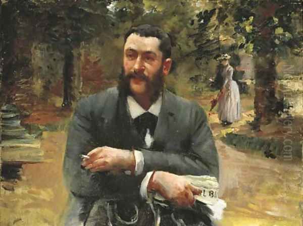 L'homme au Gil Blas Oil Painting by Gustave Caillebotte