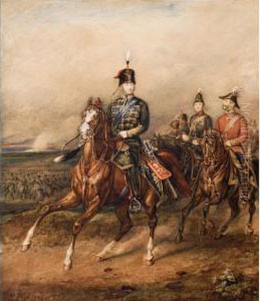 His Royal Highness Edward Albert, Prince Of Wales Reviewing The Troops, Dublin, 10 Oil Painting by Henry Thomas Dawson