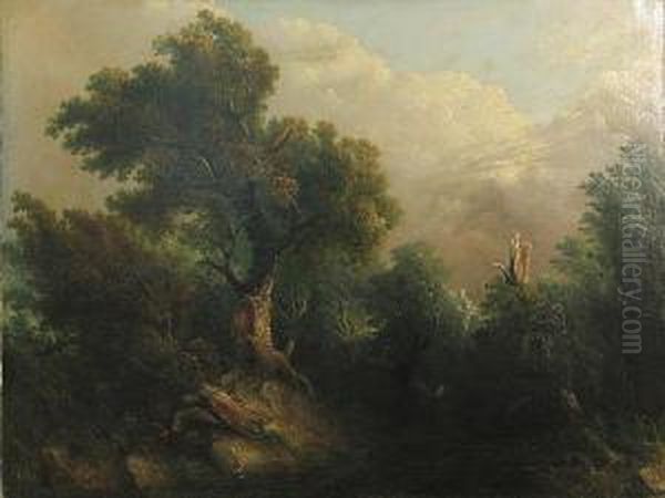 A Blasted Tree By A River Oil Painting by Henry Thomas Dawson