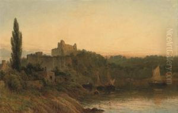 Chepstow Castle Oil Painting by Henry Thomas Dawson