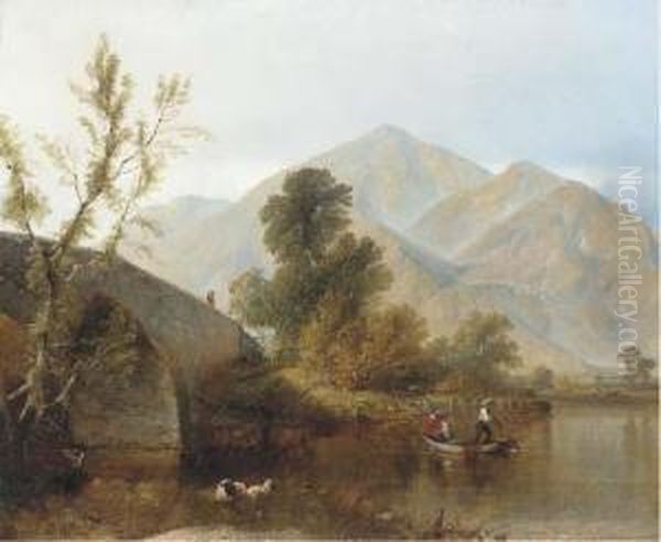 A Peaceful Day On The River Oil Painting by Henry Thomas Dawson