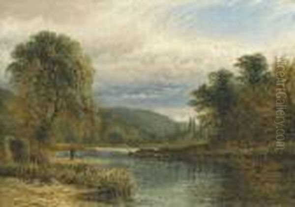 On The Trent, Near Castle Donnington Oil Painting by Henry Thomas Dawson