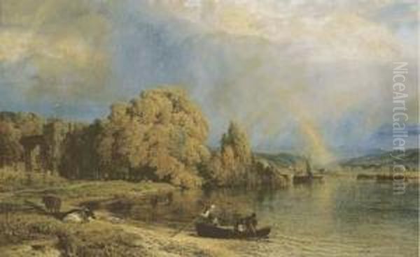 Rain Clearing Off, Thorpe Green (lower Left) Oil Painting by Henry Thomas Dawson