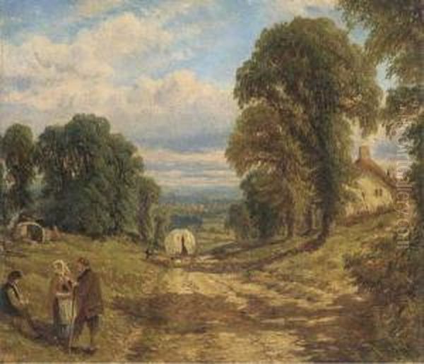 Tinkers In A Wooded Landscape Oil Painting by Henry Thomas Dawson