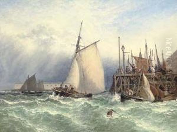 Choppy Waters Off The Entrance To Portsmouth Harbour Oil Painting by Henry Thomas Dawson