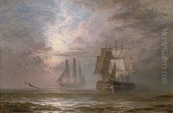 A Collision At Twilight Oil Painting by Henry Thomas Dawson