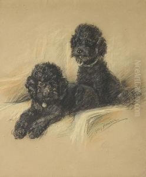 A Pair Of Poodles Oil Painting by Lucy Dawson