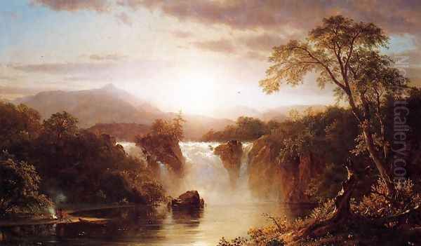 Landscape With Waterfall Oil Painting by Frederic Edwin Church