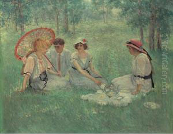 Tea On The Grass Oil Painting by Dawson Dawson-Watson