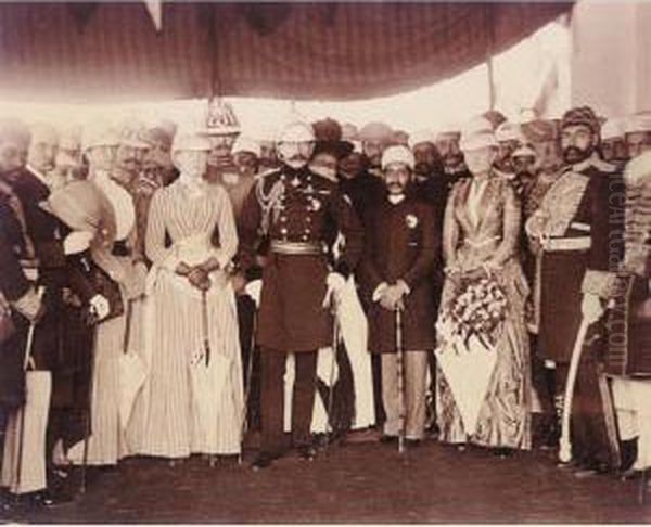 The 6th Nizam Of Hyderabad 
Receiving Archduke Franz Ferdinand Of Austria At The Railway Station, 
Hyderabad Oil Painting by Lala Deen, Raja Dayal