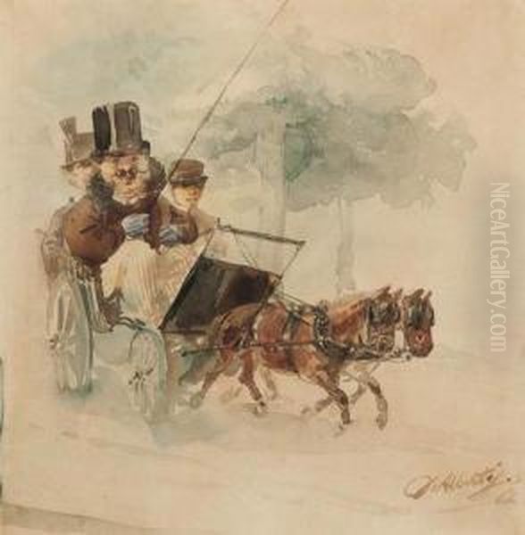 In Carrozza Oil Painting by Sebastiano De Albertis