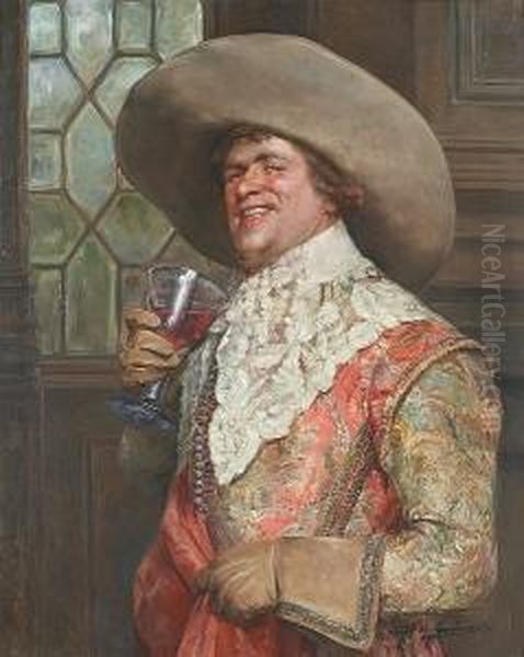 A Jolly Cavalier Oil Painting by Alex De Andreis