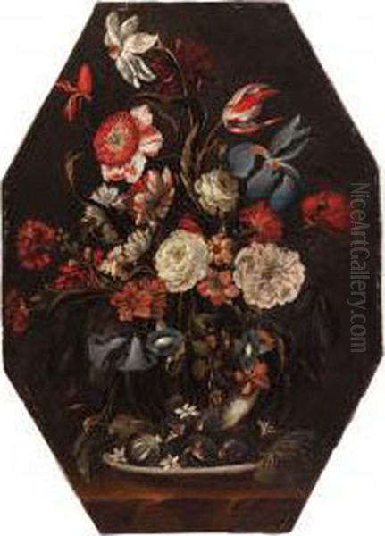 Natura Morta Di Fiori Con Fichi Oil Painting by Juan De Arellano