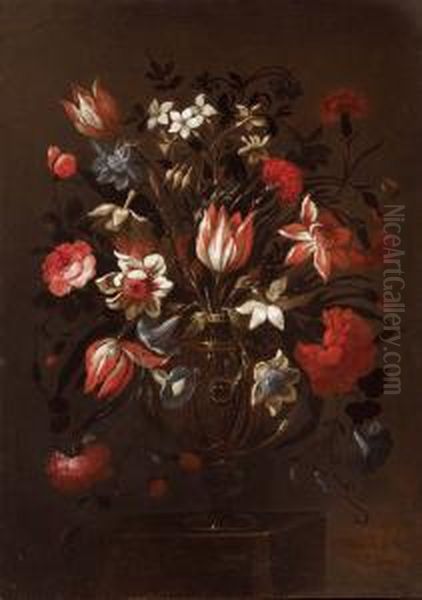 Coppia Di Nature Morte Di Fiori Oil Painting by Juan De Arellano