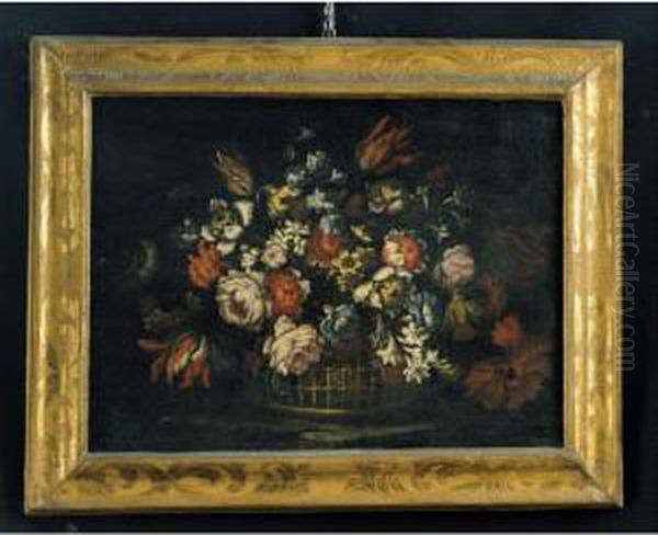 Nature Morte Con Cesti Di Fiori Oil Painting by Juan De Arellano